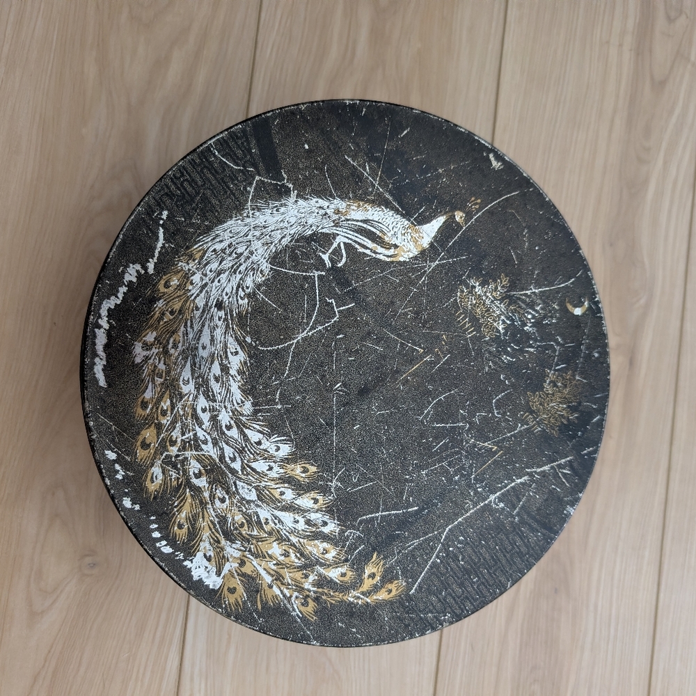 Antique Peacock Sewing Tin
